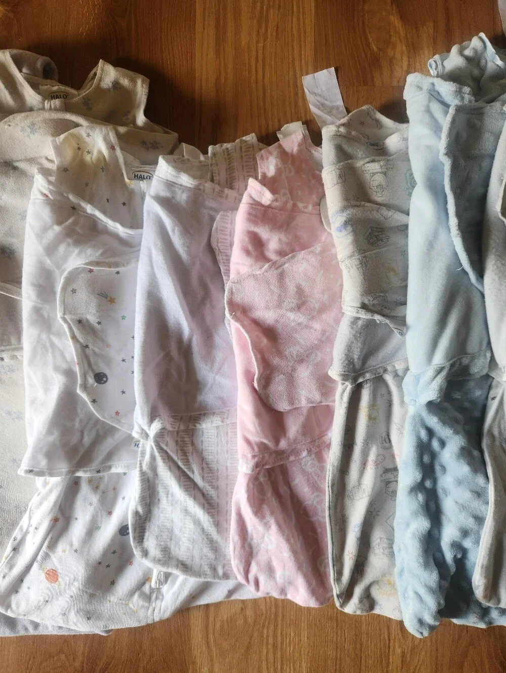 Assorted Kids Pajama Halo Sleep Sacks - Pink, Blue, White Lot Of 9